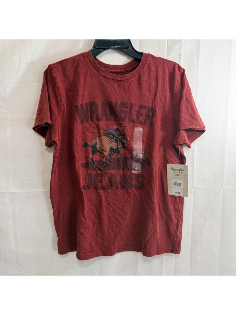Wrangler Womens Galloping Girlfriend Short Sleeve T-Shirt Med Maroon